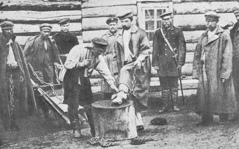 Strafgefangene auf Sachalin um 1890